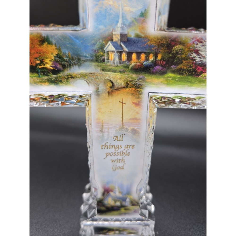 Bradford Exchange 2015 Thomas Kinkade Inspirations Of Hope Crystalline Cross - Picture 2 of 6